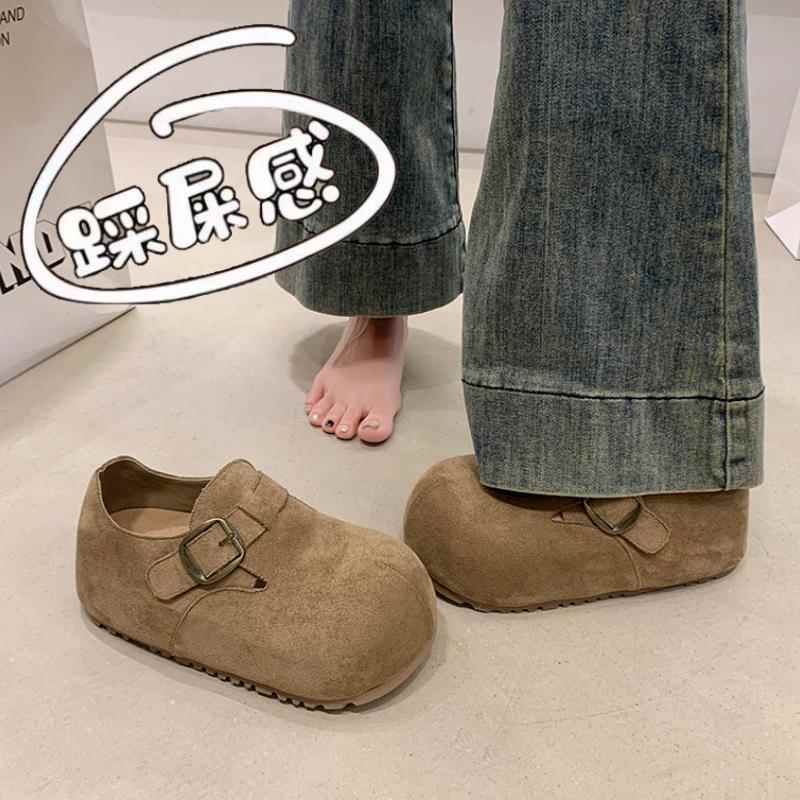 秋冬季内增高丑萌大头勃肯鞋女2025新款一脚蹬懒人鞋厚底吐1202n