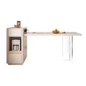 佛山奶油风小户型移动岩板岛台餐桌一体多功能可伸缩悬浮中导餐台