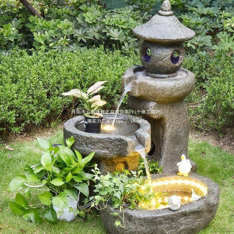 庭院流水景观中式假山喷泉摆件阳台花园造景客厅鱼池鱼缸装饰