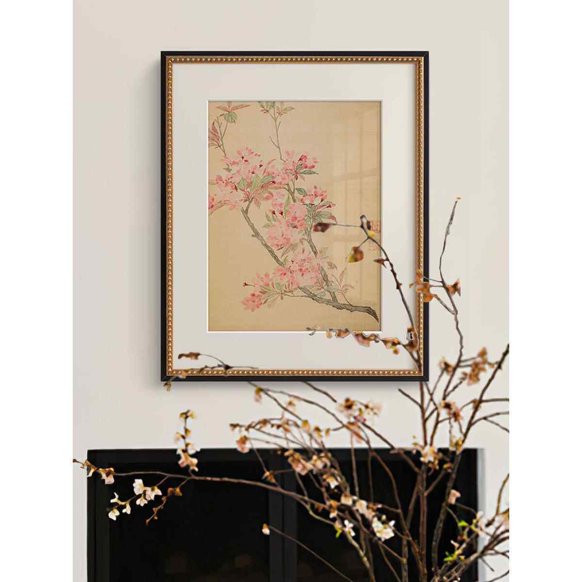 法式中玄国风复古厅客装饰画新中式关柜餐厅挂卧室画古典花ht0331