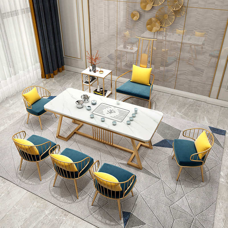 椅茶几客厅奢洽谈茶桌组合轻简约桌接待板北欧小户型岩办公室会客