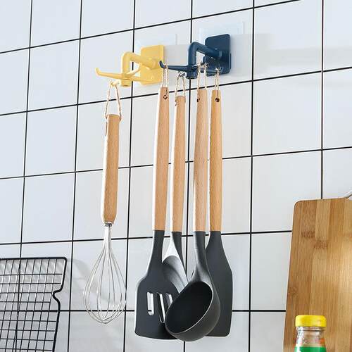 No-drill spoon and spatula storage rack, kitchen rotating ho