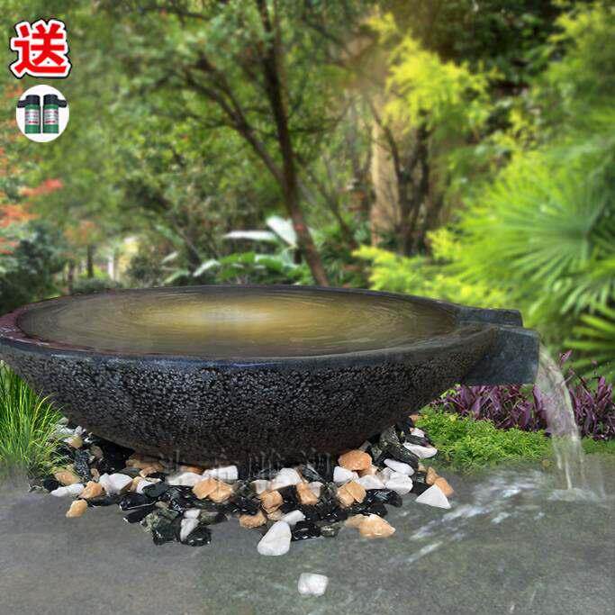 定做流水喷泉景观摆件青石水幕墙流水盆庭院天然石材鱼池水钵石盆