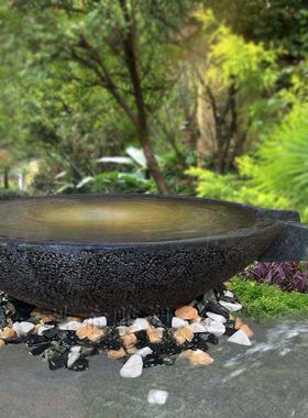 定做流水喷泉景观摆件青石水幕墙流水盆庭院天然石材鱼池水钵石盆