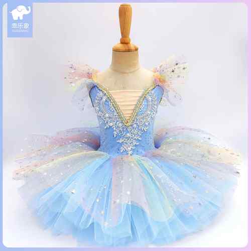 正品演儿童蓬蓬裙女童洛丽公主裙出服可爱彩虹纱礼服塔汇演合唱表