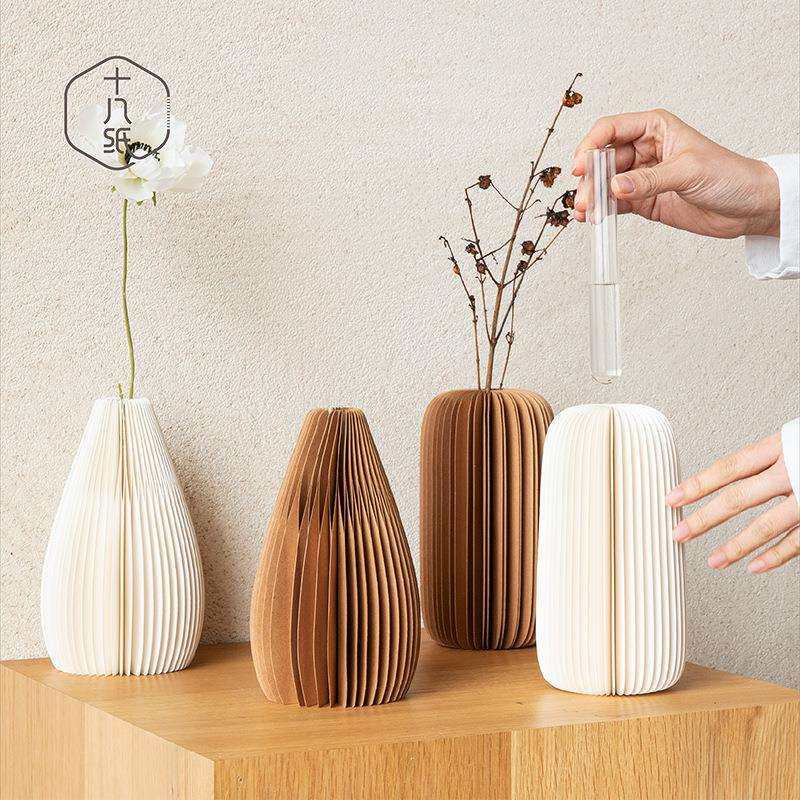 十八纸创意花瓶摆件花几架客厅花器插花个性家居北欧卧室装饰家具
