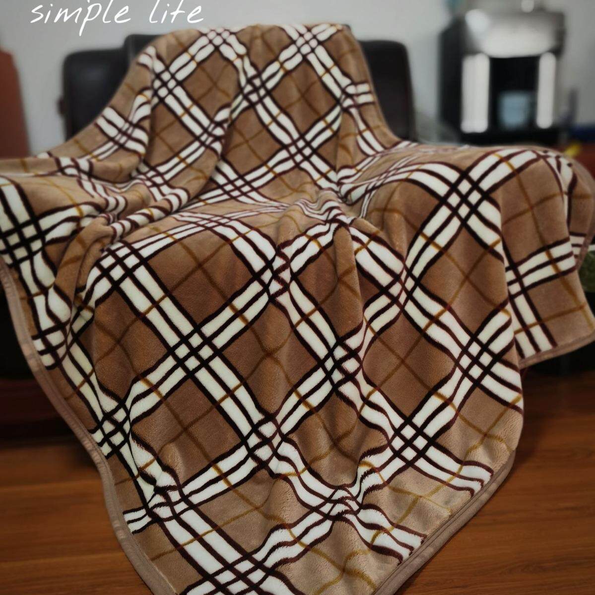 现货加厚法兰绒毯毛毯复古格子柔软亲肤毯沙发午休毯膝盖毯子