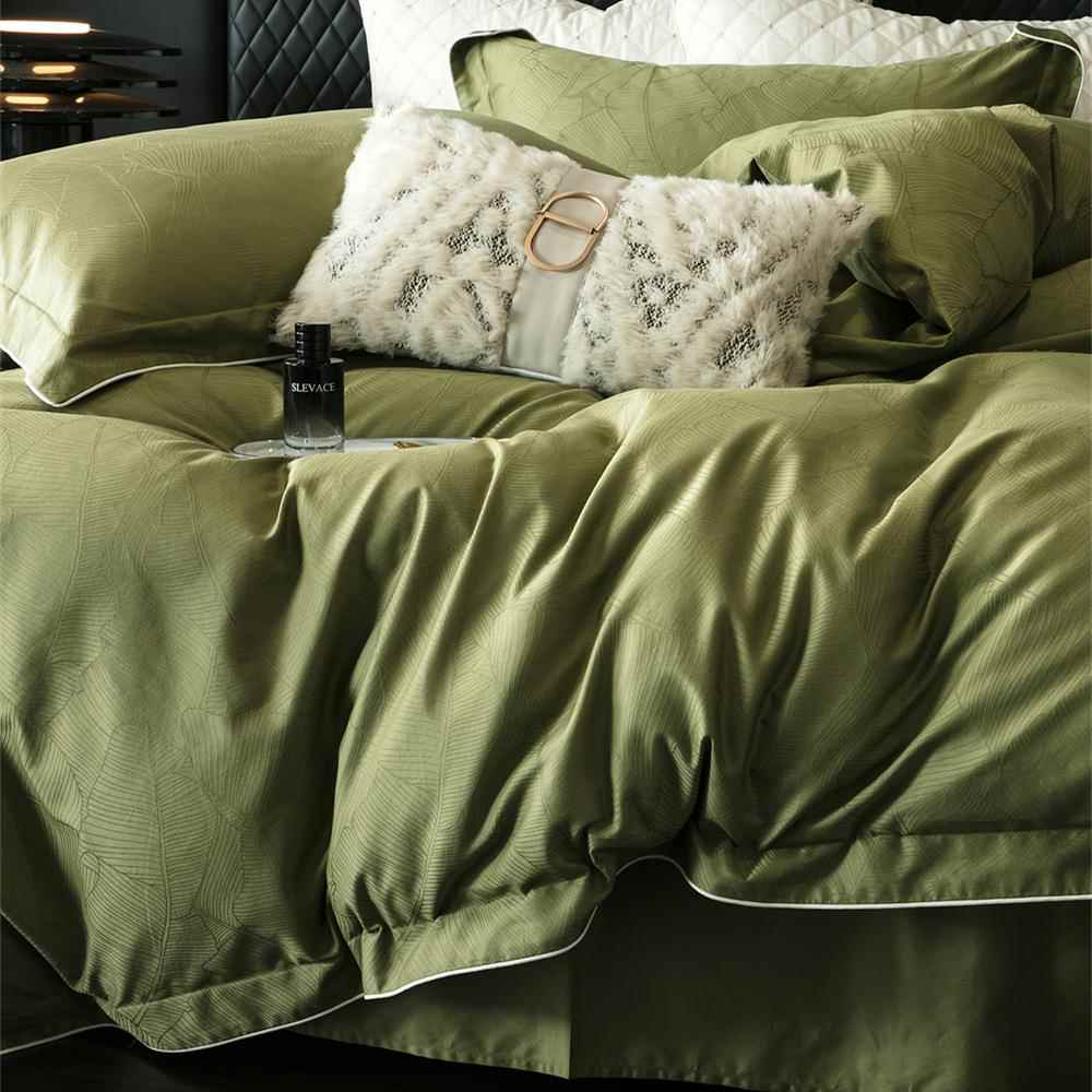 SUER美式提花100S纯棉被套床笠四件套高品质柔软长绒棉贡缎床品