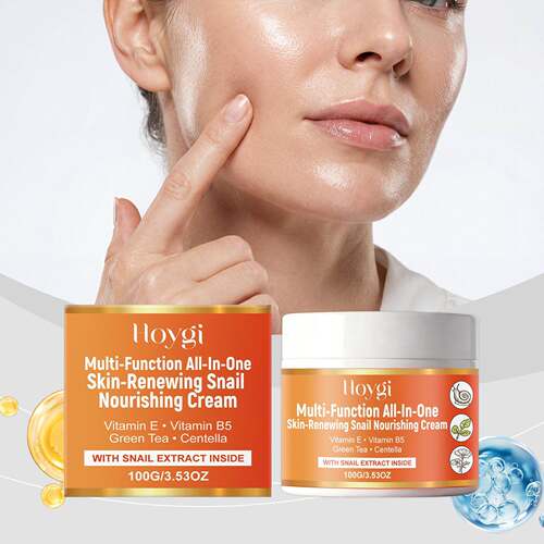 HOYGI Snail Moisturizing Cream contains plant extracts and s
