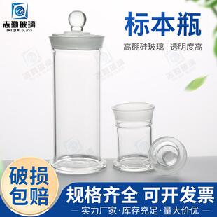 加厚料透明玻璃标本瓶标本缸植物样品瓶展示瓶福尔马林液浸泡瓶