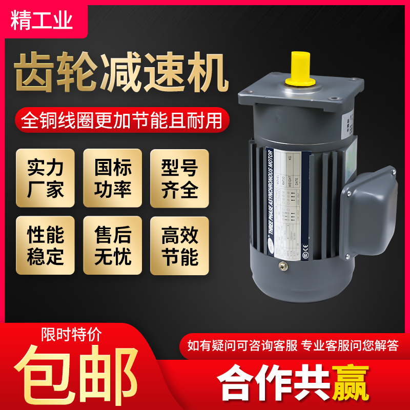 卧式380V交流电机三相异步变频可调速单相220V齿轮减速马达电动机