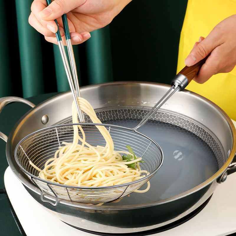 漏勺家用厨房304304不锈钢食品级大捞面捞水饺漏瓢小号笊篱