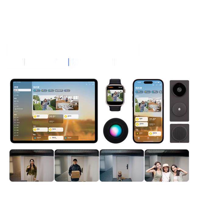 Aqara绿米智能可视门铃G410家用HomeKit免打孔摄像机电子猫眼监控