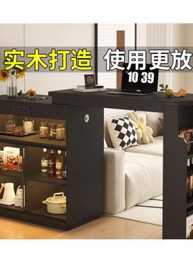 木吧隔断柜客实厅拉抽式台沙发旁吧台复古FSN黑色收纳柜餐柜旋转