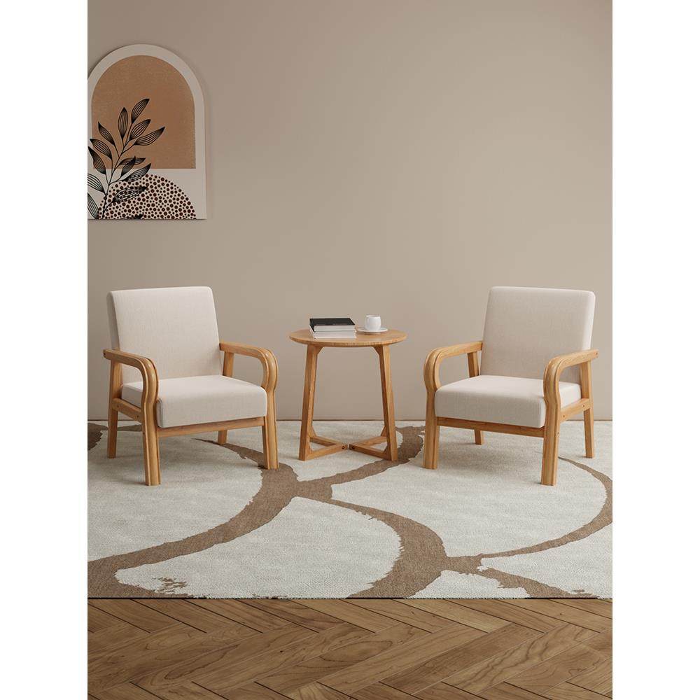 简易咖啡厅酒店会客洽谈实木单人小沙发懒人阳台休闲桌椅子组合