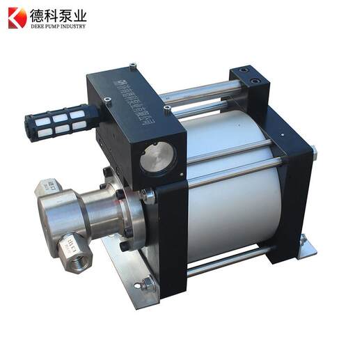 德科气动液体增压泵管件耐压试验设备流量输出大耐高温检测机
