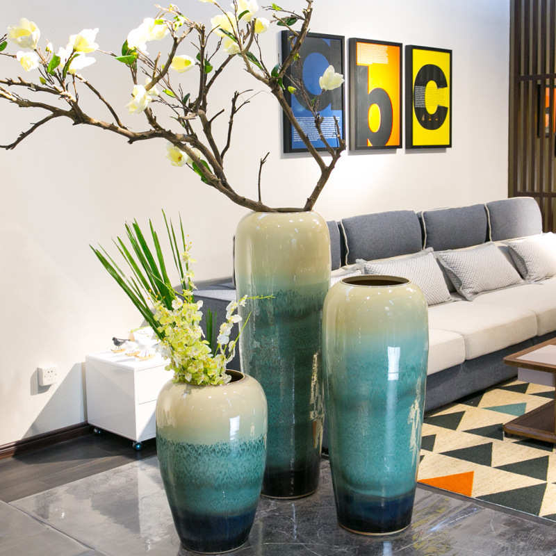 富贵景德镇摆件清新装饰简约竹插花家居陶瓷器小客厅花瓶干花摆件