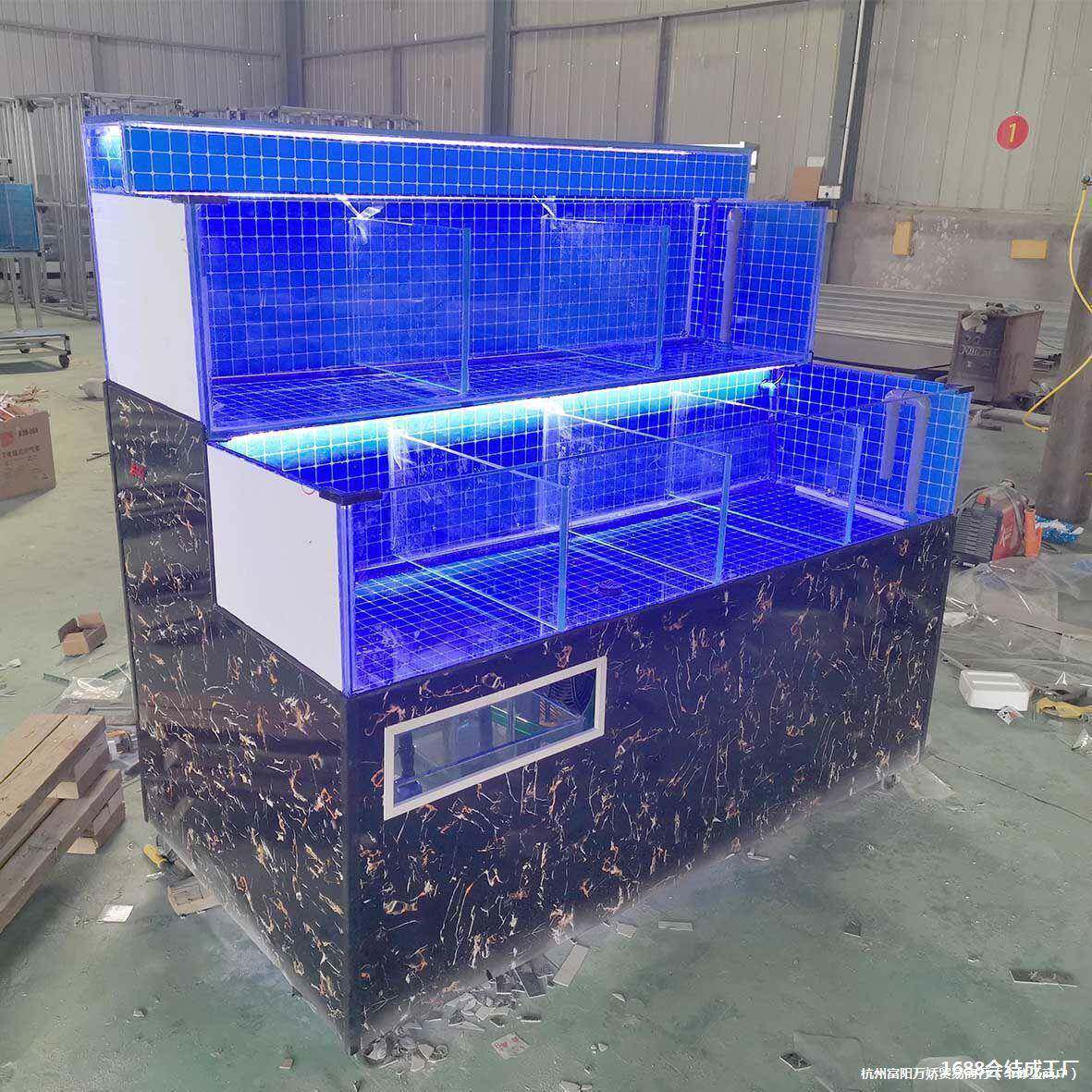 海鲜池超市水产饭店商用卖鱼鱼缸玻璃恒温制冷鱼虾蟹贝壳池