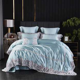 爆款 高端80支长绒棉贡缎真丝棉仿真丝四件套样板间床品