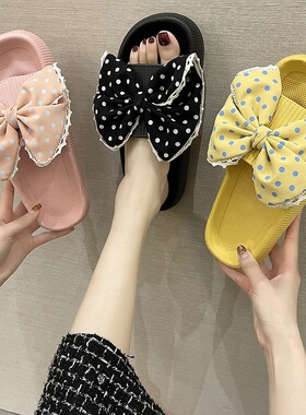 EV凉拖鞋女厚底一字拖鞋外穿家居鞋子时尚韩版蝴蝶结拖鞋沙滩