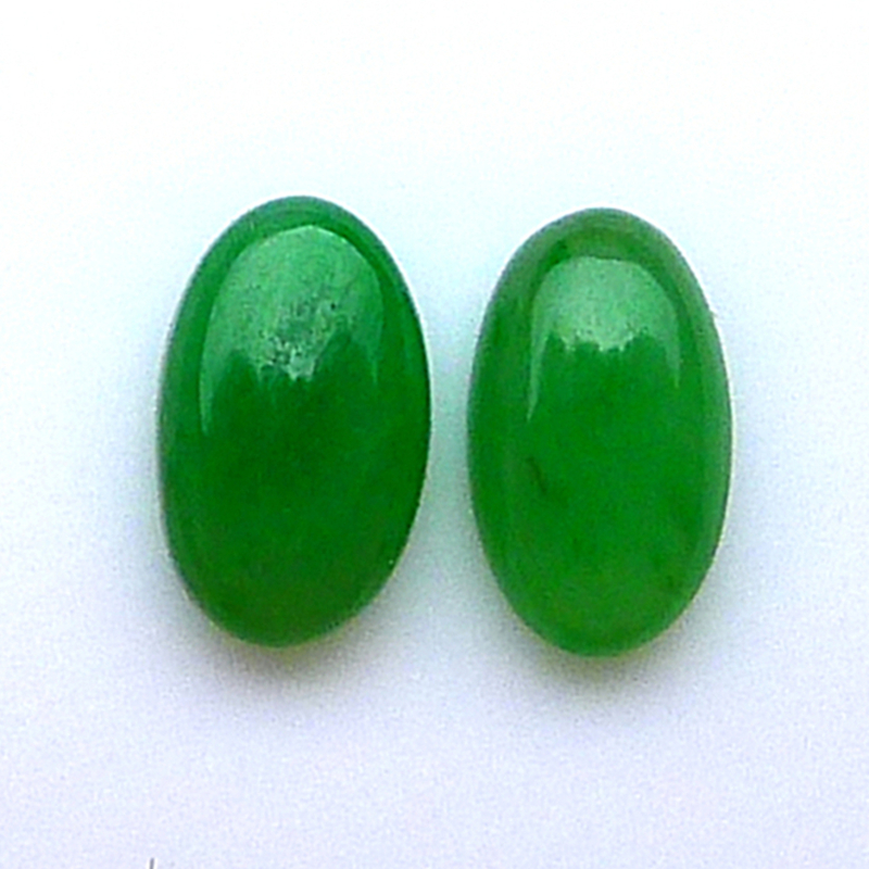 缅甸玉器翡翠戒面蛋面缅甸正品天然老坑绿蛋面戒面一对0.11g