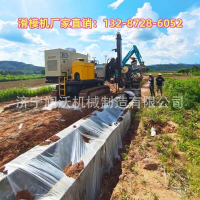 履带式水沟滑模成型机施工公路防撞墙滑膜机路沿石滑模机