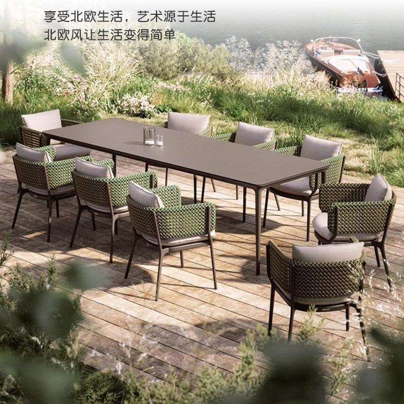 户外绳编桌椅大理石休闲桌子音乐餐吧桌椅咖啡厅庭院室外编藤桌椅