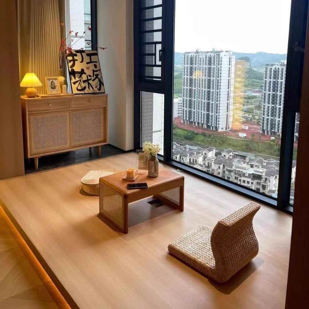 室加厚网红民实木编藤飘窗拼卧床头柜阳台RVV塌塌米桌宿沙发边花