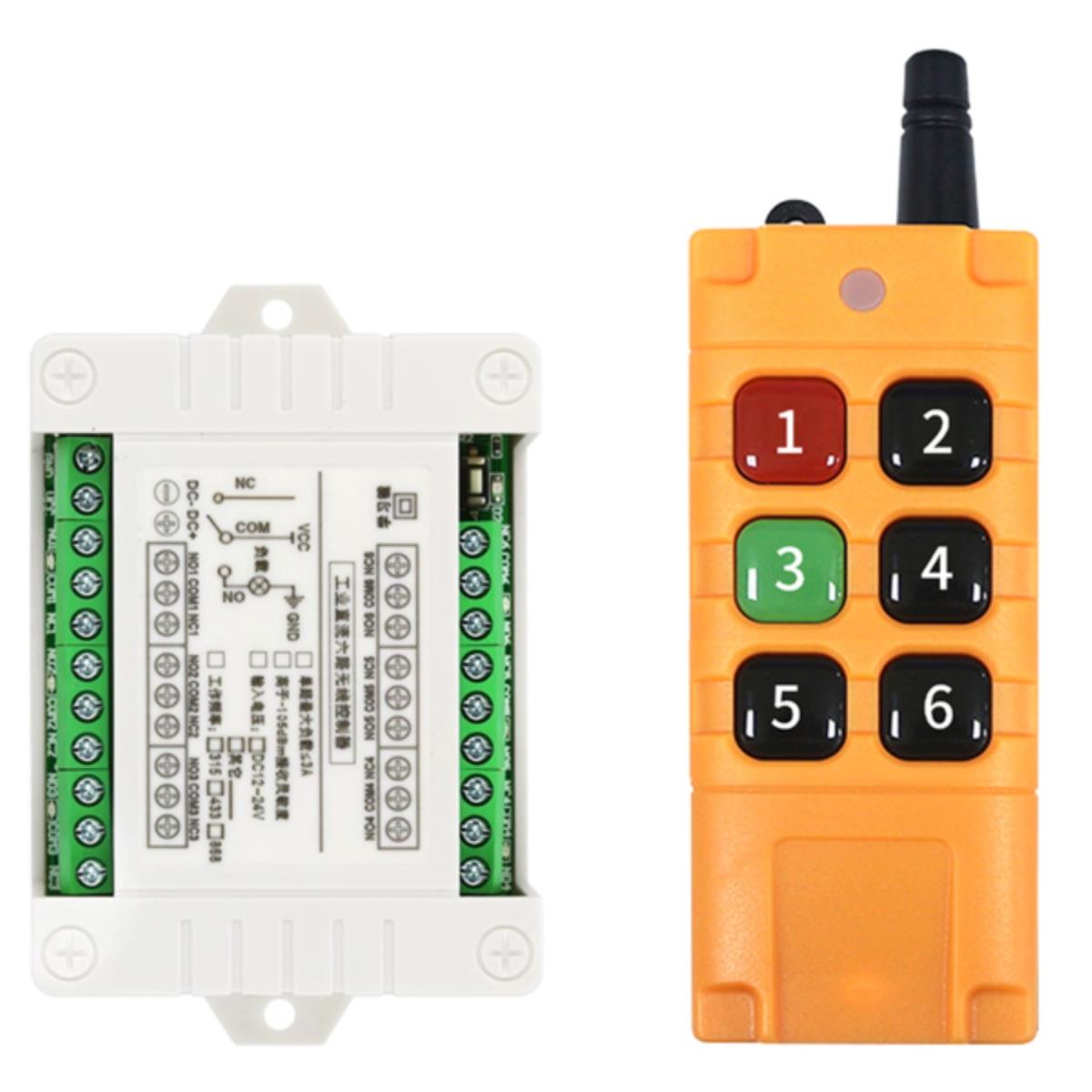 小工控12V24V 6路无线遥控开关 电机 灯具 马达控制器 智能学习型