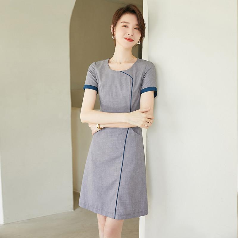 职业连衣裙2026新款女夏季薄款时尚气质修身酒店前台美容院工作服