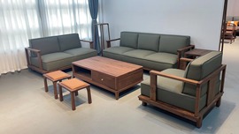 北美黑胡桃木新中式客厅，全实木沙发大户型，简约现代休闲