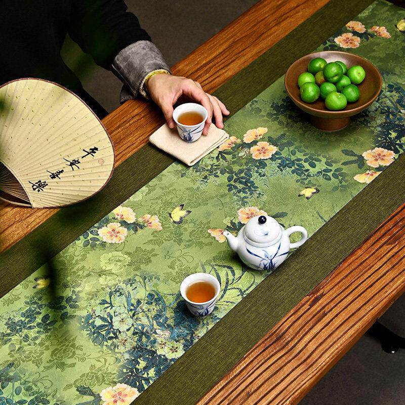 防水茶席云纱桌席垫子高端新中式轻奢长条茶几布茶具桌垫茶道配件