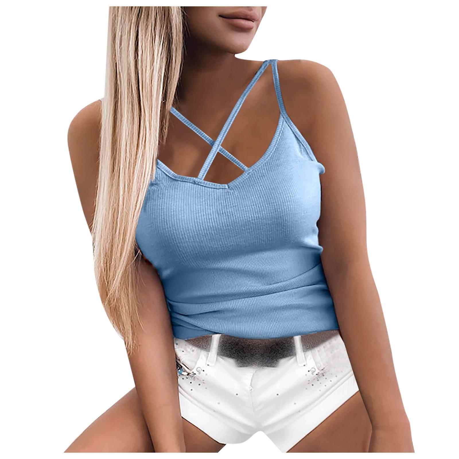 women tank polyester solid color spring summer singlet neck
