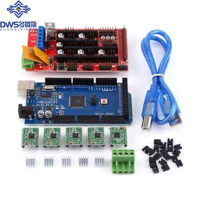Mega 2560 R3改进版 + 1 RAMPS 1.4控制器+ 4 A4988步进驱动器