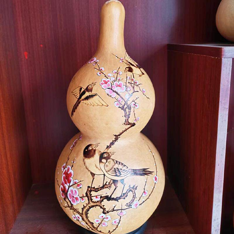 现货手工烙画大葫芦开口葫芦烙画彩绘书法字画家居装饰葫芦摆件