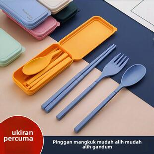 筷子拼接勺子叉子套装环保小麦秸秆便携可折叠餐具学生旅行收纳