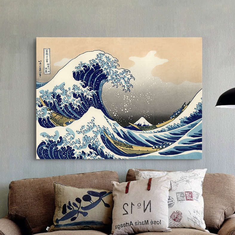 神奈川冲浪里无框画装饰画壁画挂画客厅书房卧室电表箱玄关浮世绘图片