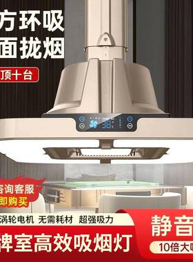 棋牌室麻将机吸烟灯空气净化器升降吊灯茶楼馆房桌麻将馆排烟神器