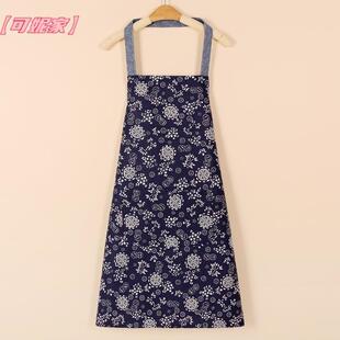 采茶围裙田园蓝印碎花罩衣复古民族风2023新款男女士干活围兜