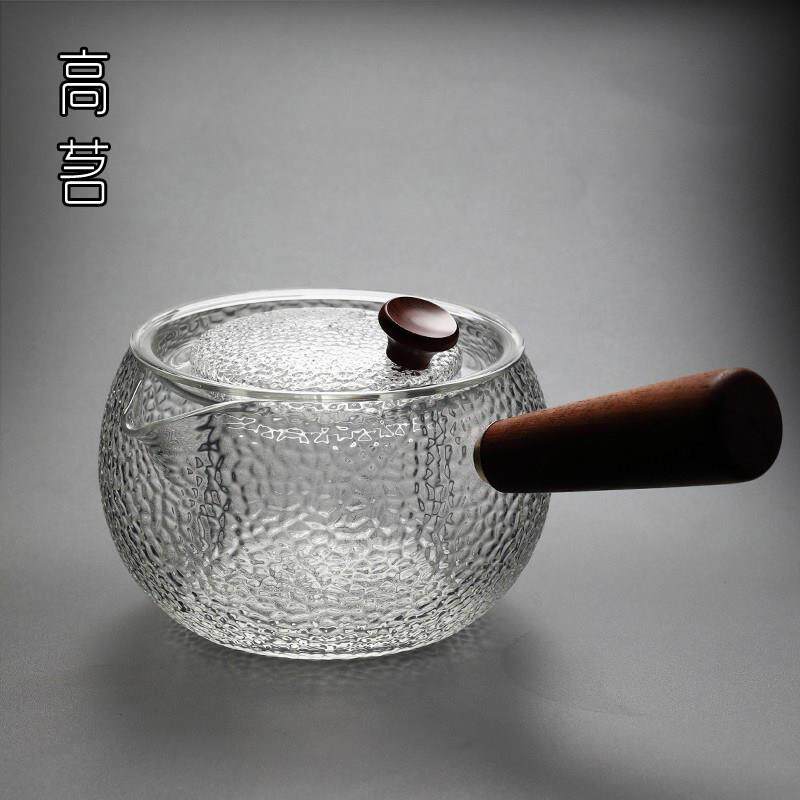 锤纹侧把玻璃泡茶壶小青柑专用黑晶炉煮茶器耐高温烧水壶茶具套组