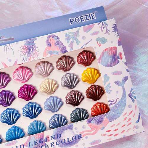 珠光水彩颜料色美术彩绘固体水彩初学者便携绘画专用颜料