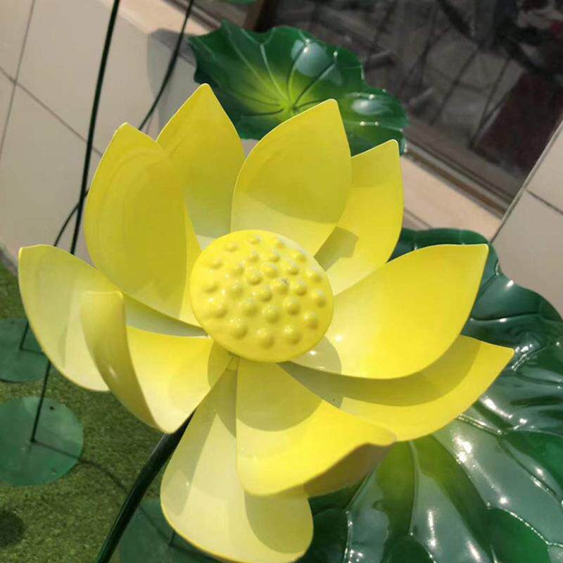 不锈钢雕塑铁艺创意仿真荷叶摆件酒店水池水景金属荷花园林装饰品