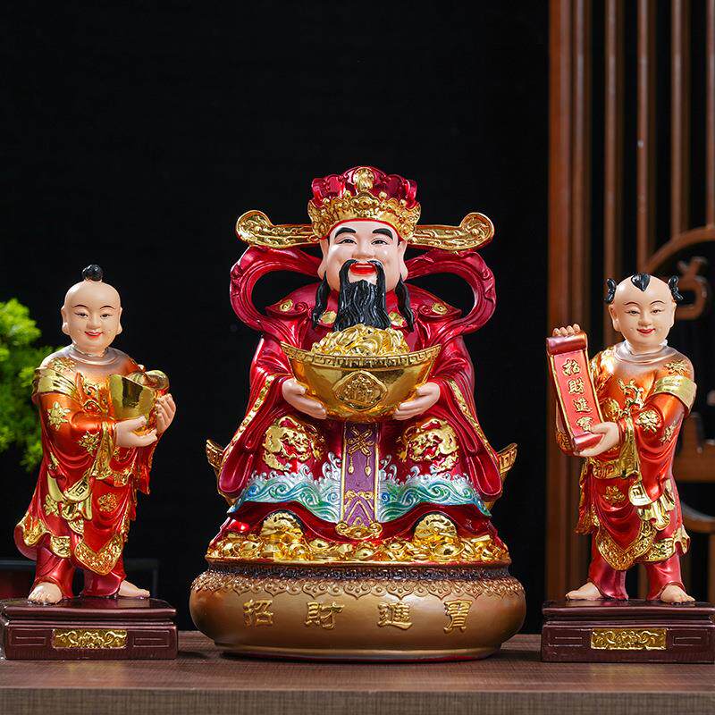 新款元宝财神树脂佛像九龙财神爷店铺开业办公室招财工艺品摆件