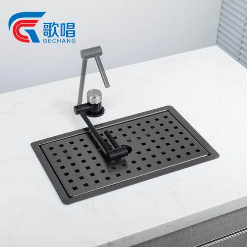 黑色不锈钢水槽 适用中岛台迷你单槽 餐边柜细长窄水槽 33*20cm定