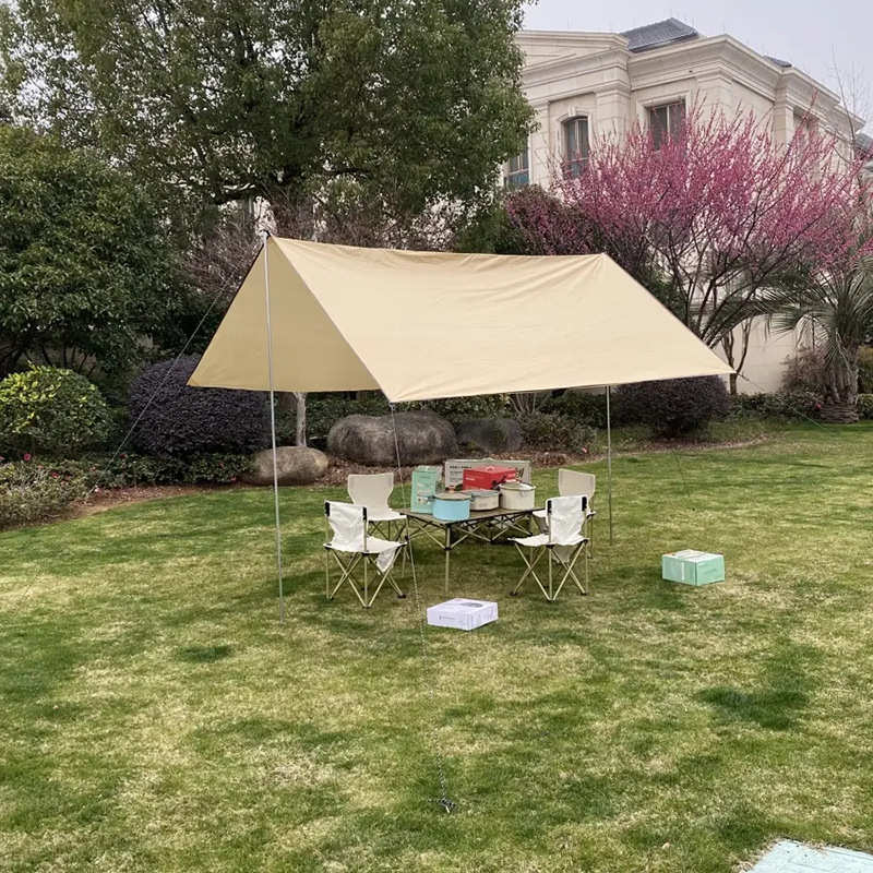 户外野炊聚餐遮阳天幕屋脊式涂银天幕便携式防雨防晒露营遮阳棚