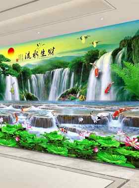背景墙3d立体壁画山水画客厅墙贴装饰画5d自粘墙画墙壁贴画贴纸