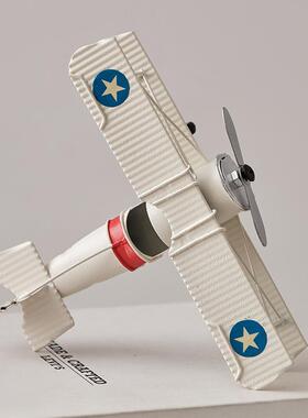 铁艺二战战斗机模型成品手工彩绘电视机柜小飞机玩具摆件工艺品