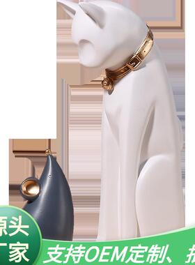树脂动物摆件家居办公店铺饰品创意礼品和睦相处现代简约