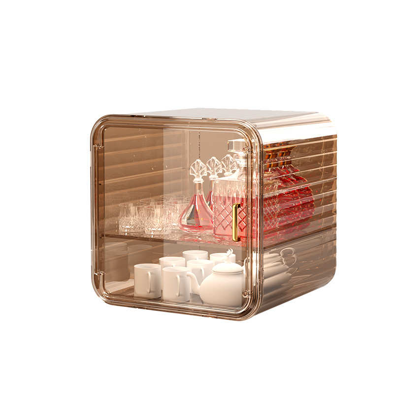 杯子收纳盒pet透明可叠加防潮防尘轻奢收纳柜大容量陶瓷泡茶杯柜