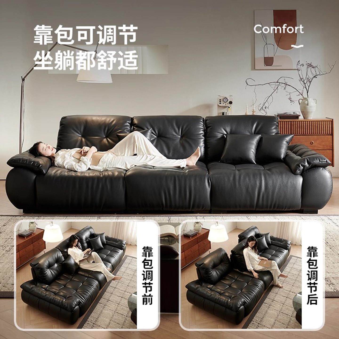 真皮客厅家用办公公寓民宿小户型大平层别墅靠墙单人三四人位沙发